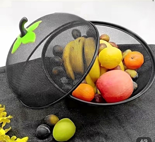 Round black metal mesh fruit - black,