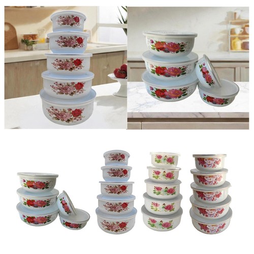 Enamel covered bowls - covered, fruits