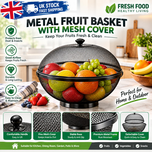 Metal fruit basket with - basket, mesh